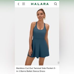 Halara Backless Cut Out Twisted Side Pocket 2-in-1 Barre Ballet Dance Dress